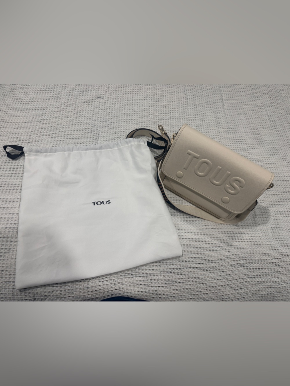 TOUS Cream Crossbody Bag with Embossed Logo